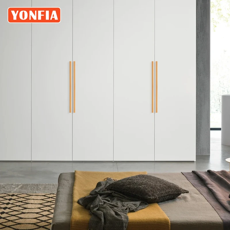 YONFIA 3728 Black Long Aluminium Profile Wardrobe Cabinet Drawer Pull Handle Long Gold Kitchen Furniture Closet Pull Door Handle