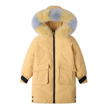 

Children Down Jacket Clothes Girls Long Winter Jackets 2020 New Real Raccoon Fur Collar Jacket White Duck Down Girls Coat Warm