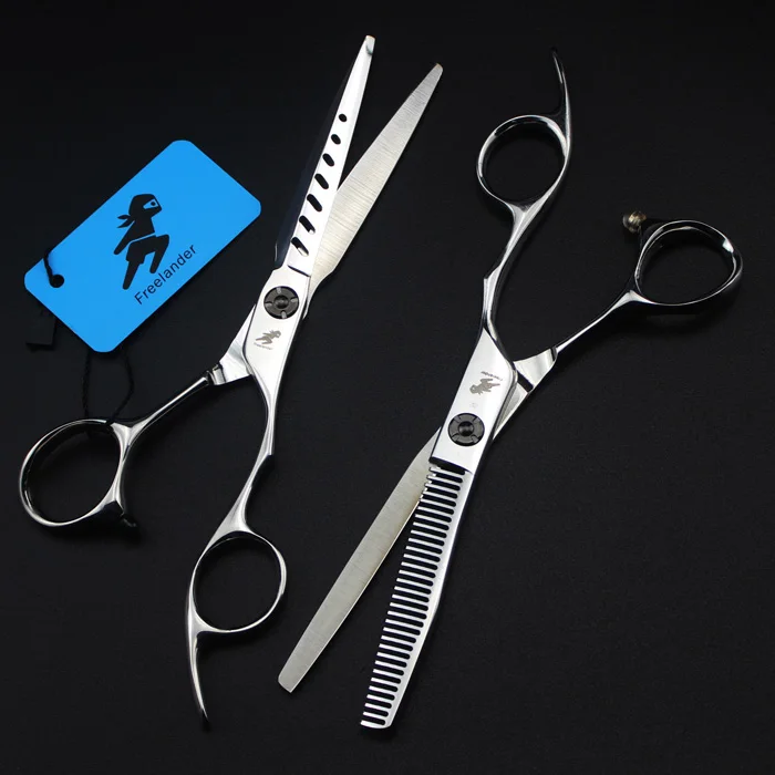 set " Парикмахерские ножницы для волос 440c профессиональные ножницы для стрижки волос Высший сорт Япония острый край бритвы для волос филировочные ножницы - Цвет: set