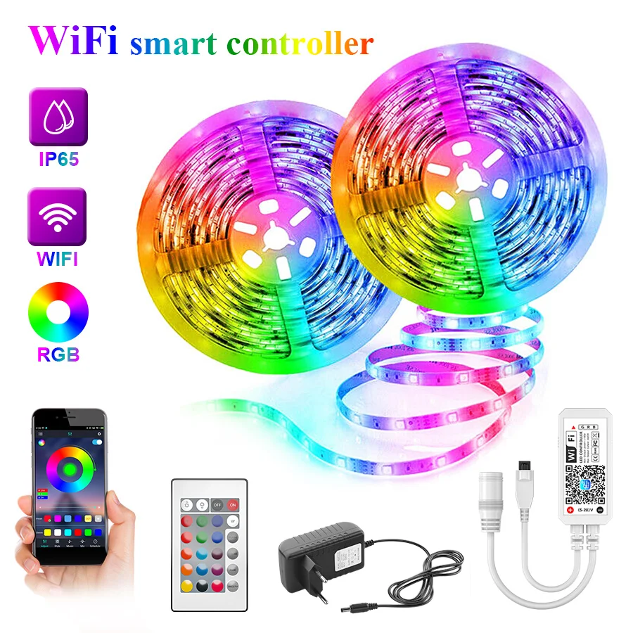 Светодиодная ленсветильник SMD 2835 RGBWW с Wi Fi 5/10/15 м 12 в пост. Тока пультом