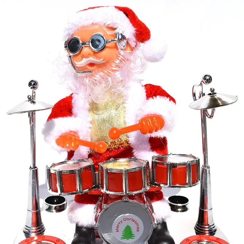 Рождественская электронная Музыкальная кукла Санта Клаус пение музыкальные пьесы на фортепиано гитара барабанные дома Рождественские вечерние украшения подарки