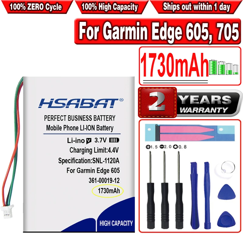 Аккумулятор HSABAT 1730 мАч 361 00019 12 для Garmin Edge 605 705 / GPS литий ионный