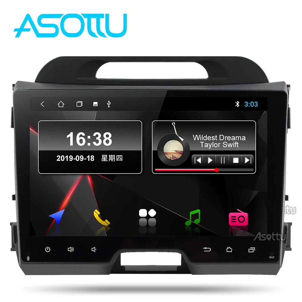 Автомобильный dvd Asottu KI302 android 9,0 px30 для KIA sportage 2011 2012 2013 головное устройство gps навигация автомобильный мультимедийный плеер