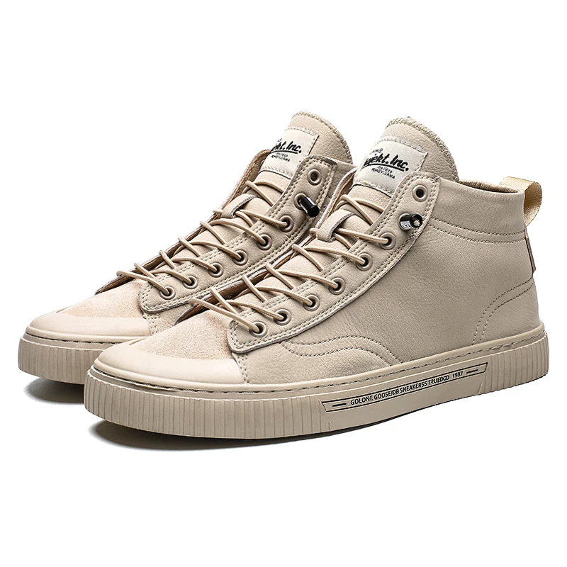 Уличные туфли; мужские высокие кроссовки; zapatillas hombre; Новая однотонная мужская обувь; повседневная кожаная обувь на шнуровке
