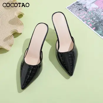 

High-heeled Semi-slipper Women 2020 Spring And Summer New Korean Version Of The Baotou Thin Heel Pointed Wild