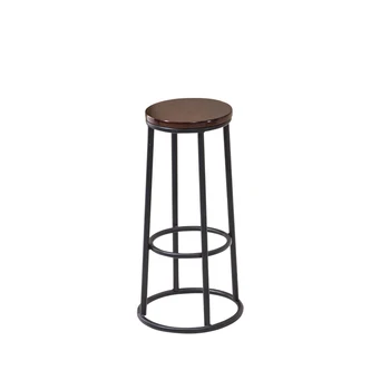 

Simple Bar Chair Iron Bar Chair Bar Stool High Footstool Dining Chair Leisure Stool Northern Europe Bar Chair Round Solid Wood S