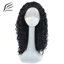 Jeedou Синтетические длинные волосы на кружеве парик Надувные вьющиеся волосы 26 дюймов 65 см 370 г черный цвет для женщин пушистые волосы парик