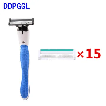 

DDPGGL 1 Holder 15 Blades Men Disposable Razor 3 Layer Shaver Razor Blade Replaceable Blade Stainless Steel Shaving Head