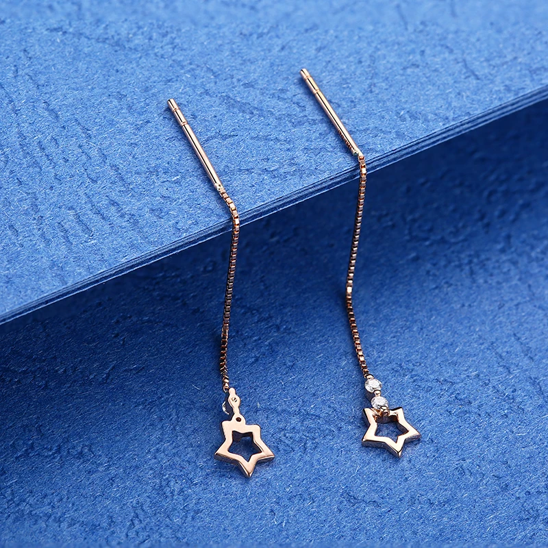 Серьги-цепочки с натуральными бриллиантами для женщин, 18k розовое золото, серьги для помолвки, свадебные серьги, уникальные ювелирные изделия