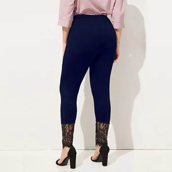 

Winter Leggings Women's Large Size High Waist Elastic Thick Leggings Lace Stitching Solid Skinny Warm Pants Women's Trousers