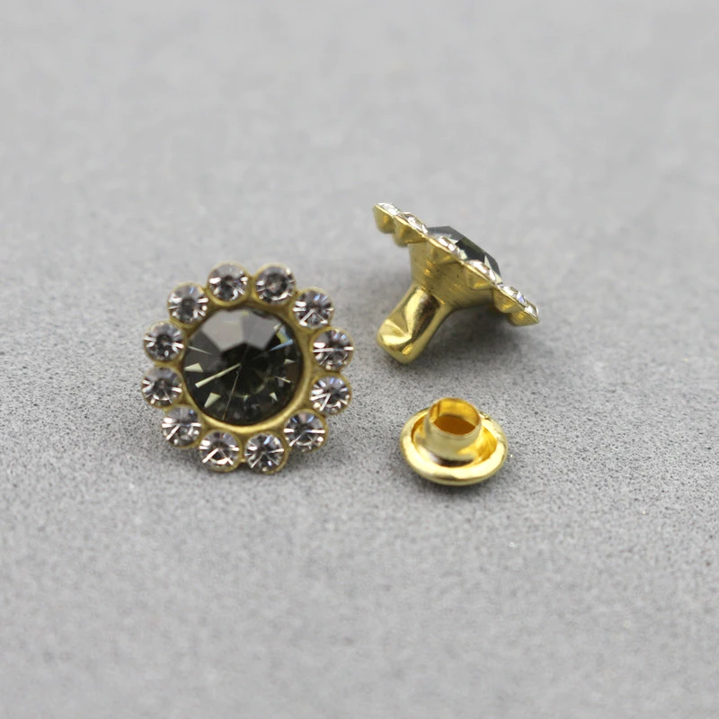 Gray rivets 30 комплектов, 12 мм, Кристальные заклепки из горного хрусталя, бриллиантовые шпильки, сделай сам, аксессуары для волос, кожанный декор, шипы, трубчатые буровые гвозди - Цвет: Gray rivets