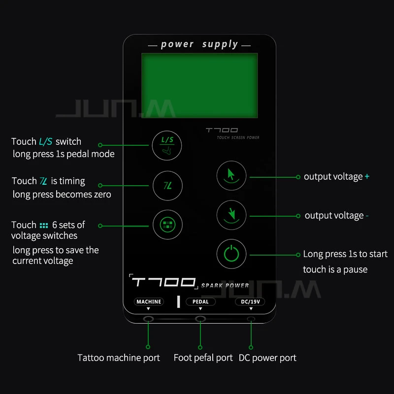 Источник питания для татуажа T700 с сенсорным экраном интеллектуальный цифровой ЖК-дисплей для макияжа двойные источники питания для татуажа