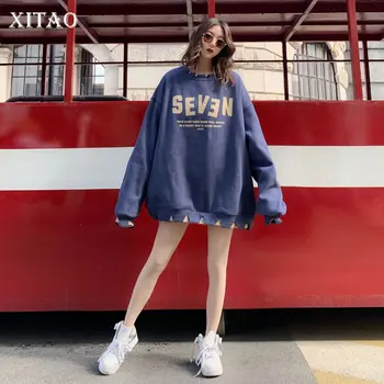 

XITAO Letter Plus Size Sweatshirt False Two Piece Pullover Fashion 2019 Winter Full Sleeve O Neck Minority Sweatshirt ZLL4592