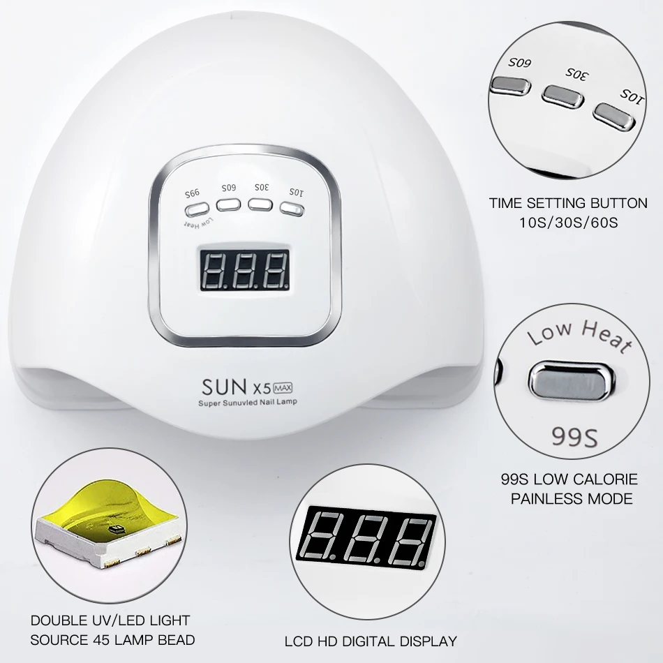 ROHWXY UV LED Nail Lamp Manicure 80W Nail Dryer For All Nail Gel Polish Ice Lamp With LCD Display For Professional Nail Art Tool