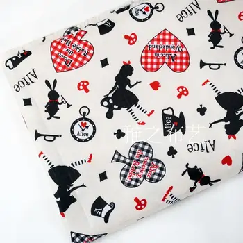 

Alice White Rabbit Heart Patchwork PVC Acrylic Polyester Composite Waterproof Oxford Fabric Cloth DIY Tablecloth 145cm*91cm