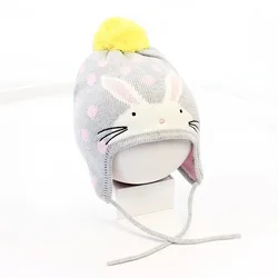Girl Hat Scarf Gloves Set Winter Kids Boy Pompom Beanie Animal Rabbit Warm Autumn Skiing Accessory For Toddler Baby