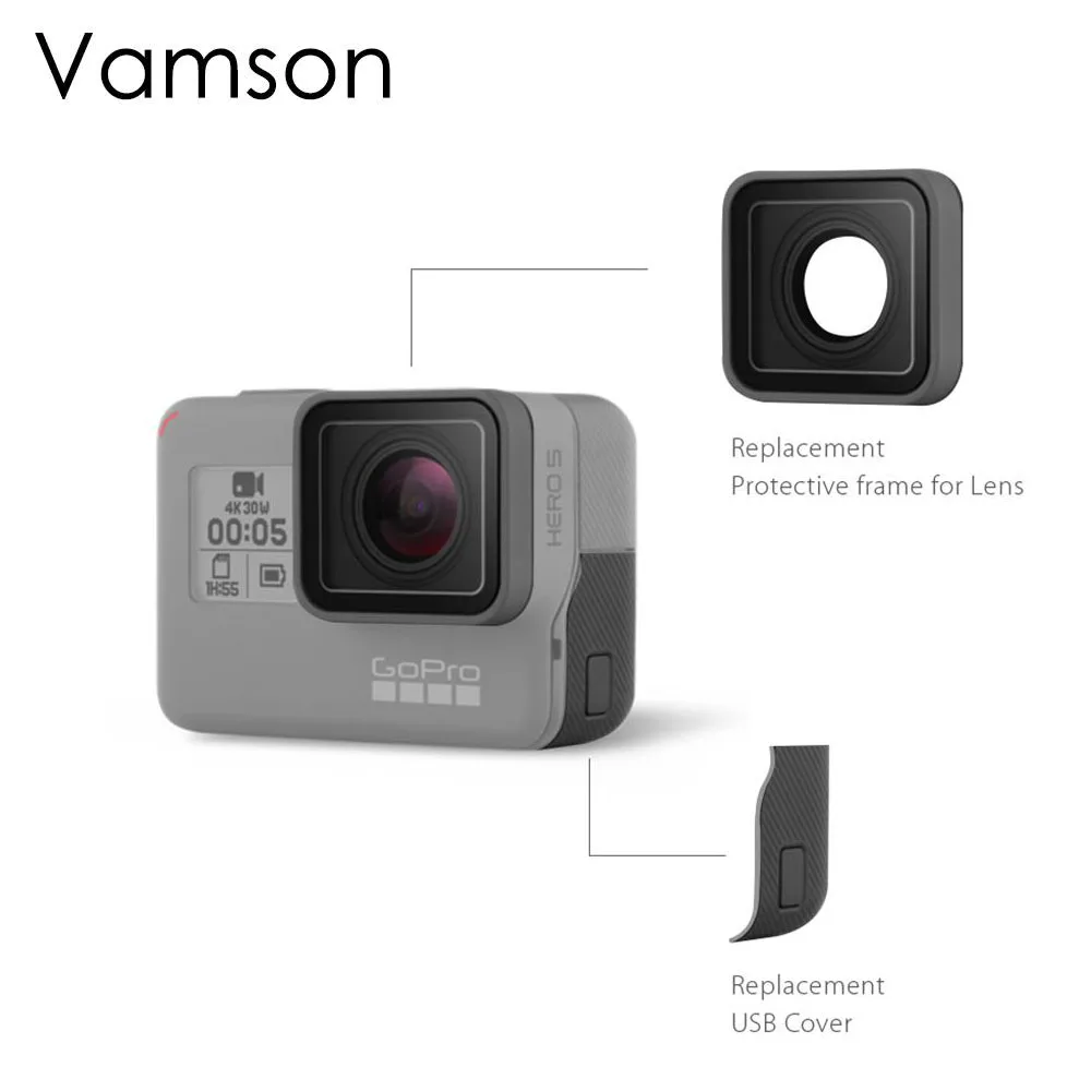 Vamson для Go pro Аксессуары УФ Защитная линза Замена USB HDMI порт боковая крышка для Gopro Hero 7 6 5 S порт камеры VP717
