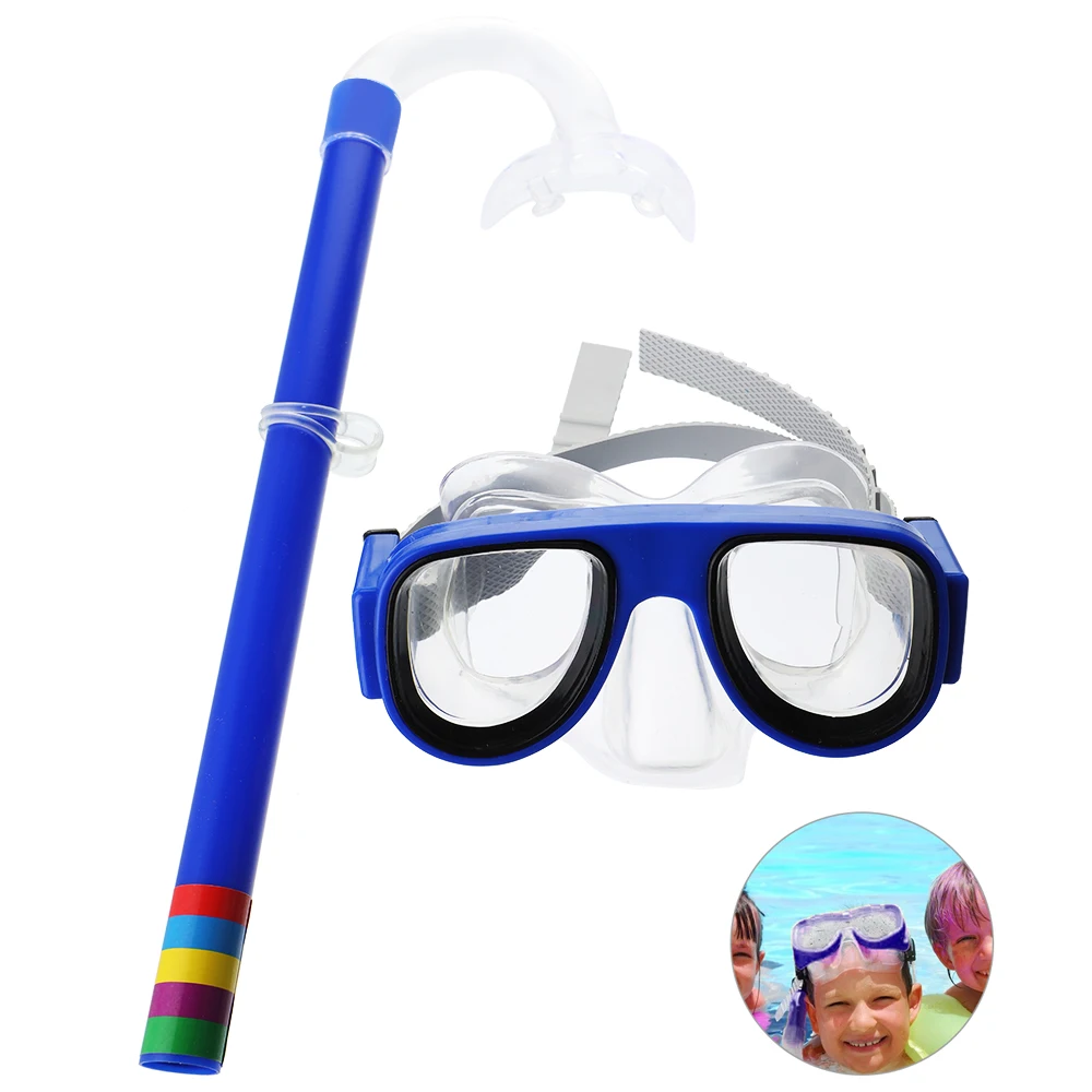 Плавание ming Трубка Набор Маска подводного плавания удобные двойные линзы маска для подводного плавания размер на 3–8 лет дети дыхательная трубка Плавание оборудование - Цвет: Blue