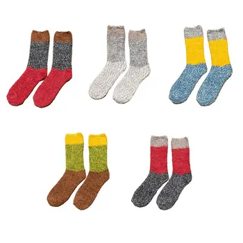 

5 Pair/set Coral Velvet Couple Autumn Winter Tube Socks Men Women Adult Casual Thick Hit Color Towel Floor Sleep Socks Hosiery