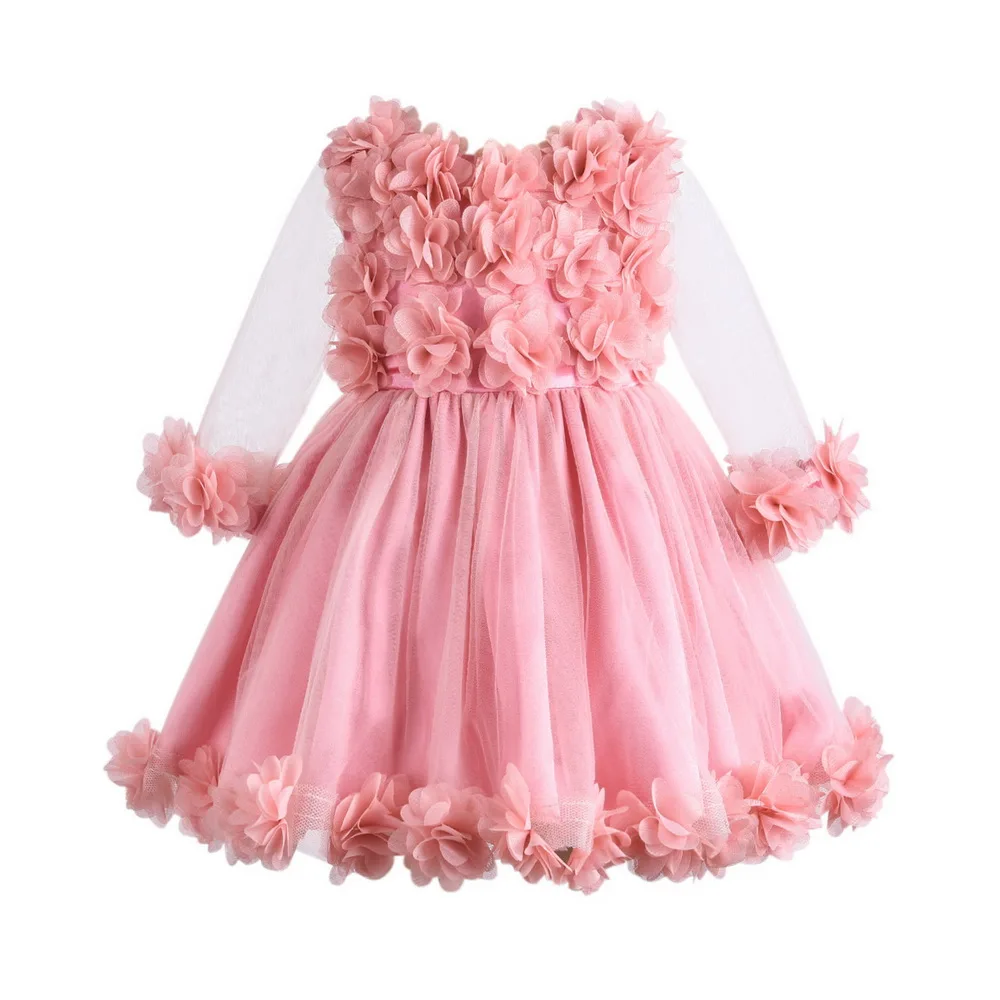 Платье для девочек; Прозрачное Сетчатое платье принцессы с длинными рукавами; Fantasia Infantil; милые платья для маленьких девочек; Осенняя повседневная одежда; vestidos D30