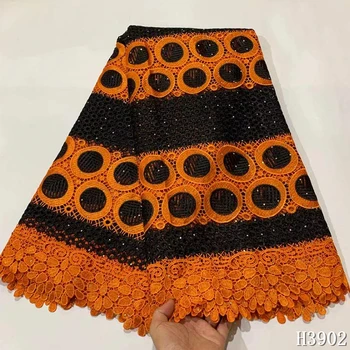 

Guipure lace fabric 2020 African Cord lace fabric Swiss Voile lace Embroidery Stones French lace fabric for Wedding Party HJ3902