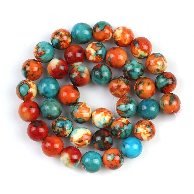 Vibrant Orange and Blue Jasper Round Beads for DIY Jewelry Making - Natural Loose Stones in Various Sizes