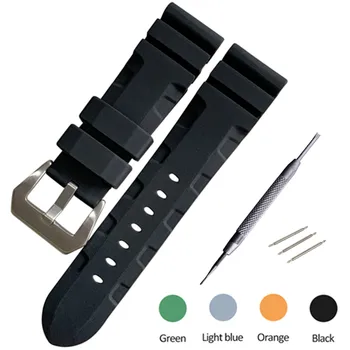 

24mm Thicken Black Gray Green Orange Silicone Rubber watch band Replace for PAM for Iwc strap Watchband Bracelet tools DIY