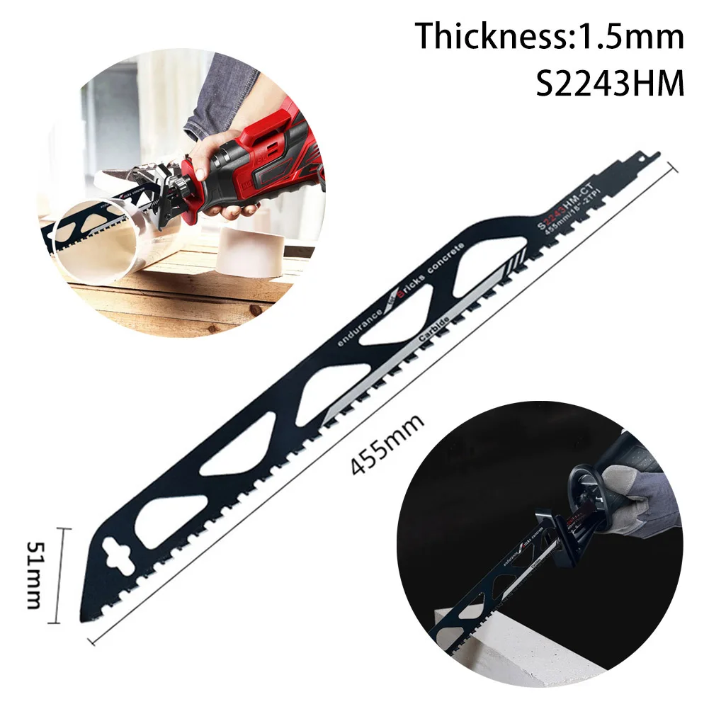 

1pc S2243HM Carbide Tip Reciprocating Saw Blades Cutters Electric Power Tools Accessories For Brick Wood Metal Cutting Jigsaw Bl