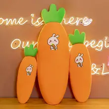 Oreiller en peluche lapin mangeant des carottes, mignon kawaii en peluche