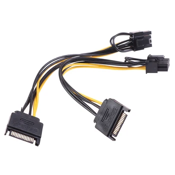 

Hot sale 2PCS 15pin SATA Male to 8pin(6+2) PCI-E Power Supply Cable 15-pin to 8 pin cable