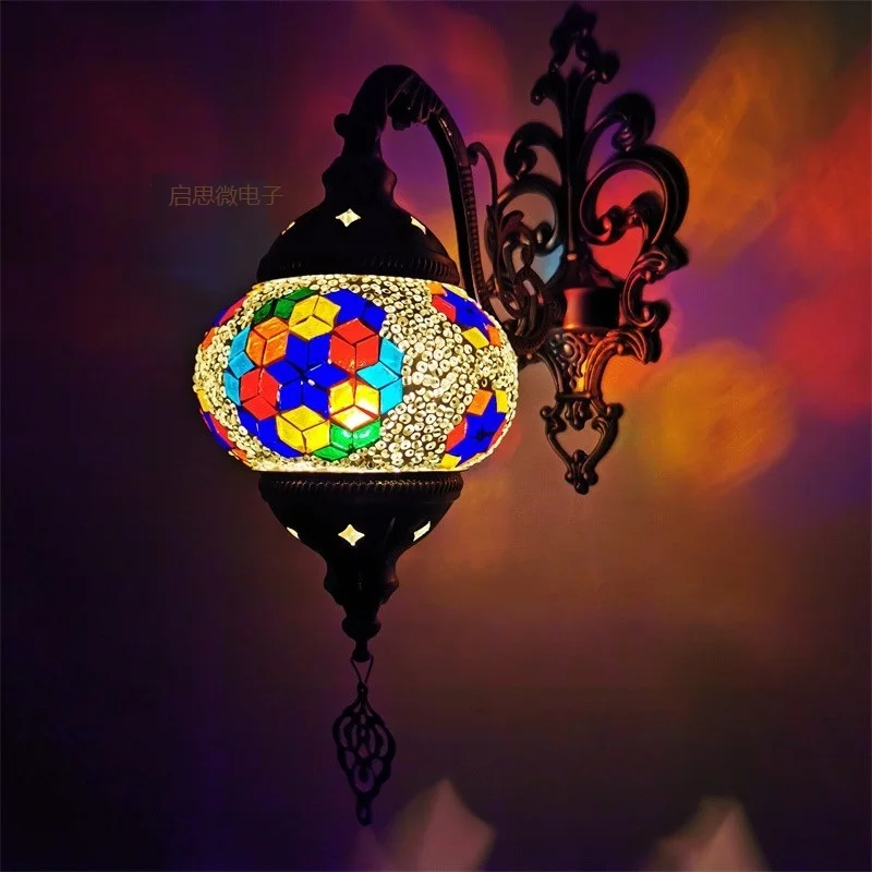 Новейший Средиземноморский стиль Арт Деко Турецкая мозаика настенный светильник ручной работы мозаичный стеклянный Романтический настенный светильник