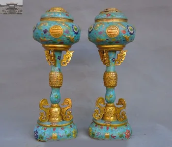 

christmas Old China Palace Bronze Cloisonne enamel gilt Dragon Bat Incense burner Censer halloween