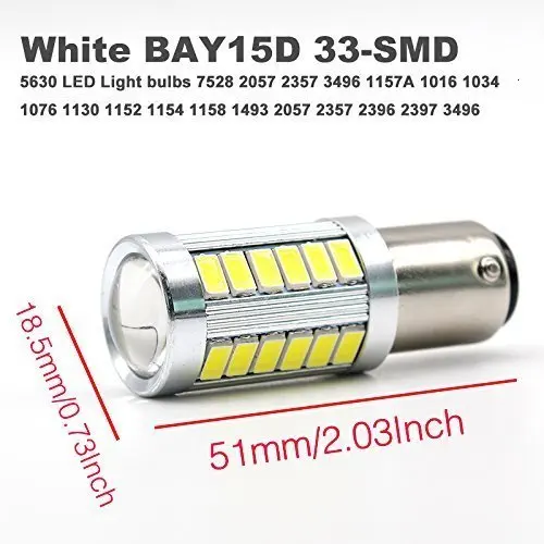 2 шт., универсальный упор для 1157 BAY15D 1156 Ba15s 33SMD P21W 900 люмен супер яркий светодиодный поворота Стоп сигнал светильник Светодиодные лампы 12V