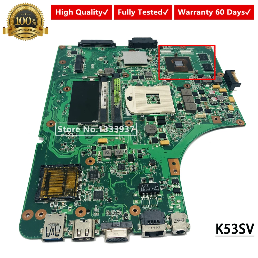 Материнская плата K53SV для ноутбука REV 2 1 3 0 подходит ASUS K53SC A53S X53S P53S K53SJ | Компьютеры