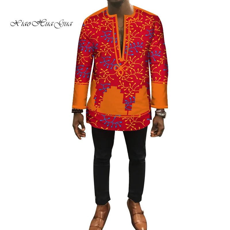 Новая Осенняя Дашики африканская мужская одежда Bazin Riche Лоскутные мужские рубашки одежда на заказ рубашка с принтом для мужчин WYN448 - Цвет: 12