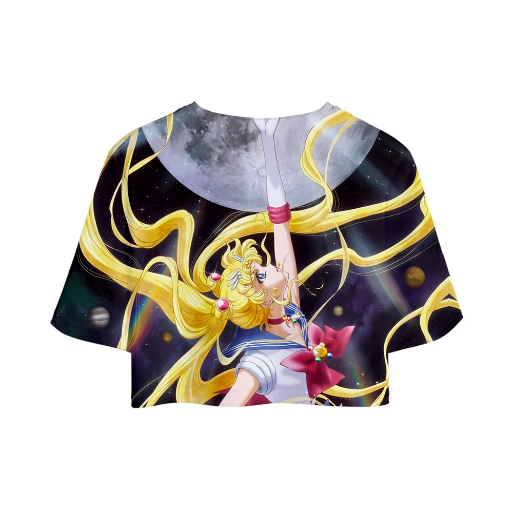 Sailor Moon Dew navel 3D комплекты футболок аниме женский костюм из двух предметов Короткие штаны летняя дышащая кавайная морская одежда с принтом Луны