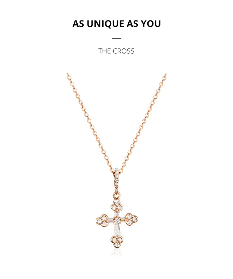 Bamoer готический крест-кулон ожерелье для женщин 925 пробы серебряные ювелирные изделия розовое золото цвет мода ювелирные изделия BSN139