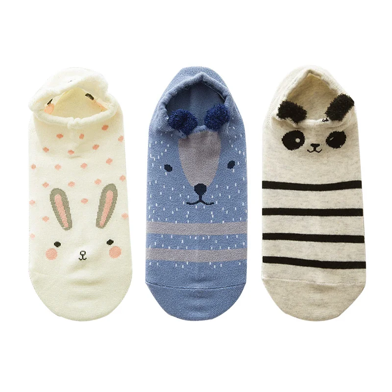 Manoswe/всесезонные женские хлопковые носки, носки с героями мультфильмов на год, модные мягкие забавные носки с рисунками кошек и собак - Цвет: Rabbit dog Panda