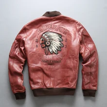 AVIREXFLY, новинка, Мужская индийская куртка из натуральной кожи с вышивкой в виде черепа, модная плотная куртка из козьей кожи Air Force Slim Fit A1 Pilot