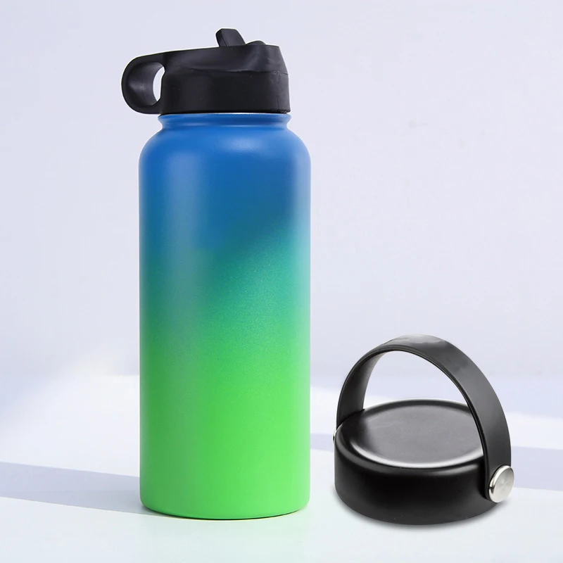 H Hydro Flask Гидро фляга Нержавеющая сталь бутылка для воды с 2 крышками 18/32 унций стакан Термос с вакуумной изоляцией из нержавеющей стали термос с широким горлом гидро бутылка для воды - Цвет: H