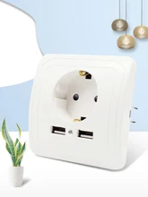  KEKA EU Plug Socket Dual USB Port socket Wall Charger Adapter Charging 2A Wall Charger Adapter Power Outlet white pop sockets CE 