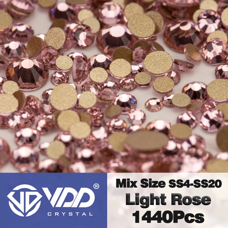 VDD SS4-SS20 Mix Size Clear Crystal Non-Hotfix Gold FlatBack Rhinestones