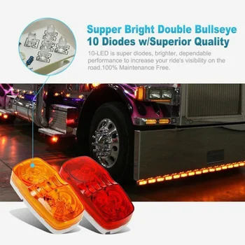 

5 Red+5 Amber Side Marker Lights Side Marker Lights Camper RV Protable