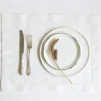 12 Pcs Hemstitched Place Mat Cotton Napkins White Table Mat Beautiful Natural Linen Dinner Mat Fabric Napkin Place Mat 2