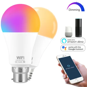 

WiFi Smart Bulb RGB Led Lamp 15W E27 B22 RGBW RGBWW Led Bulb Voice Control by Alexa / Google Assistant Smart Home Decor Lighting