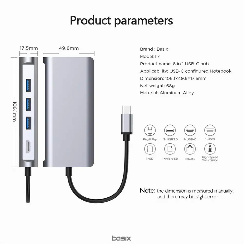 Концентратор USB 3 0 C для MacBook Pro HDML внешний концентратор RJ45 Type питания SD TF адаптер