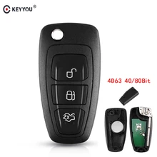 KEYYOU 3 кнопки 434/433 МГц FSK для Ford Mondeo Focus C-Max 2011 2012 2013 2014 Автомобильный ключ дистанционного управления 4D63 чип 40/80 бит