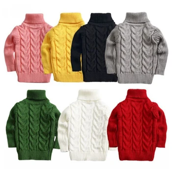 

Baby Boys Girls Turtleneck Sweater 2020 Autumn Winter Colthes Clothing Pullover Knitted Tops Solid Basic Kids Sweaters Jumper