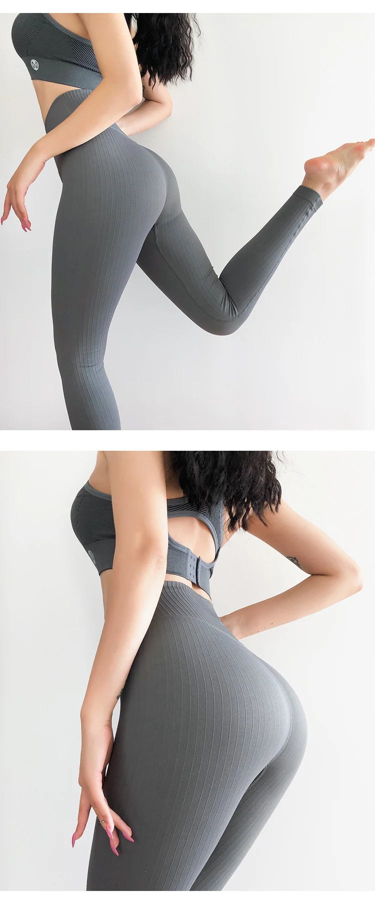 Imlario полосатые бесшовные леггинсы для фитнеса, эластичные колготки для занятий спортом, женские ребристые компрессионные штаны для йоги, бодибилдинга