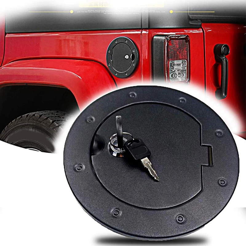 Upgraded Aluminum Locking Gas Tank Cap Fuel Filler Door Cover for Jeep  Wrangler JK Unlimited Sport Rubicon Sahara 2007-2017 with - AliExpress